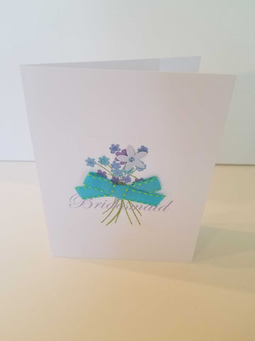 Bridesmaid Blue Flowers Wedding Note Card