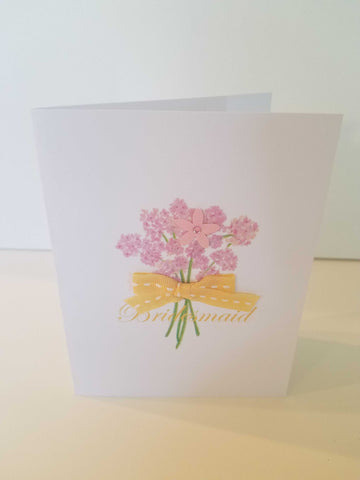 Bridesmaid Pink Flowers Wedding Note Card