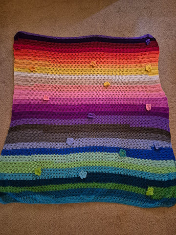 "Mixed Basil Bloom" Crochet Blanket