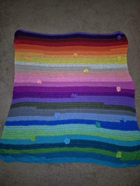 "Mixed Basil Bloom" Crochet Blanket