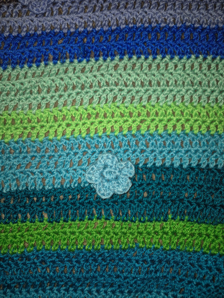 "Mixed Basil Bloom" Crochet Blanket