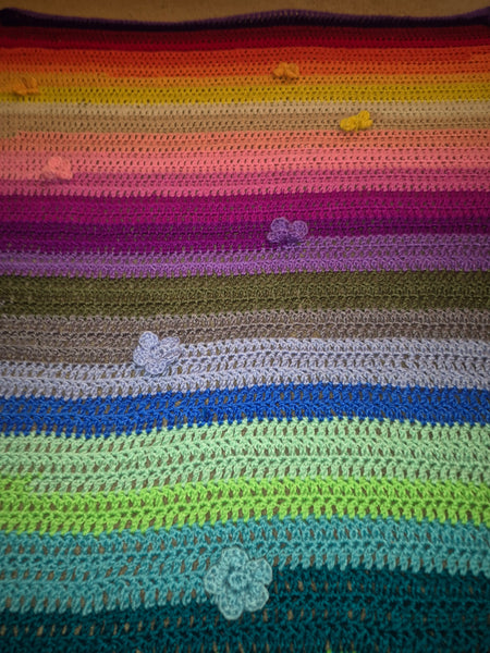"Mixed Basil Bloom" Crochet Blanket