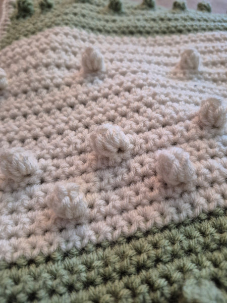 "Pompon Dahlia" Crochet Blanket