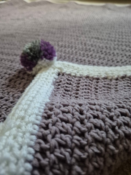 "Lilac Pom Poms" Crochet Blanket