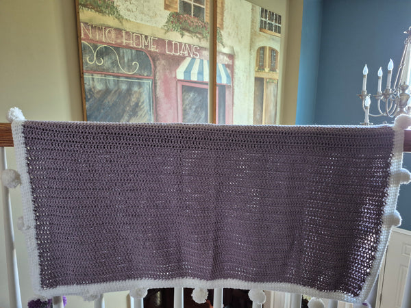 "Lilac Pom Poms" Crochet Blanket