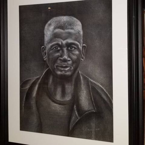 "Haywood" Original Framed Charcoal Drawing