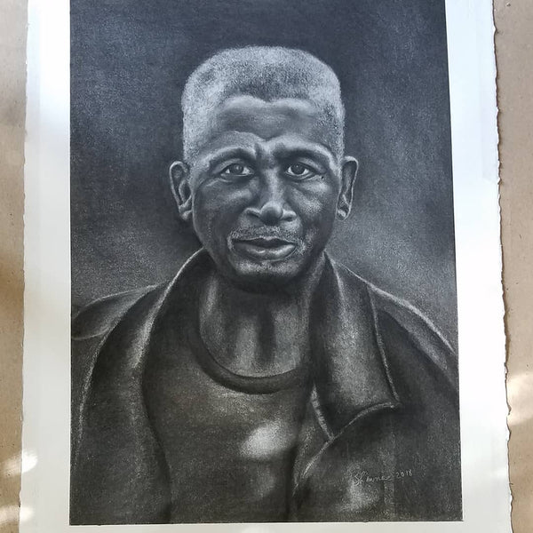 "Haywood" Original Framed Charcoal Drawing