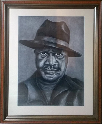 "Larry" Original Framed Charcoal Drawing