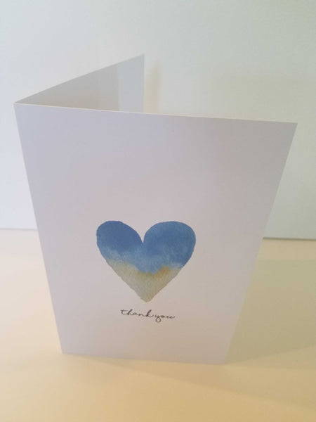 Blue Heart Thank You Greeting Card