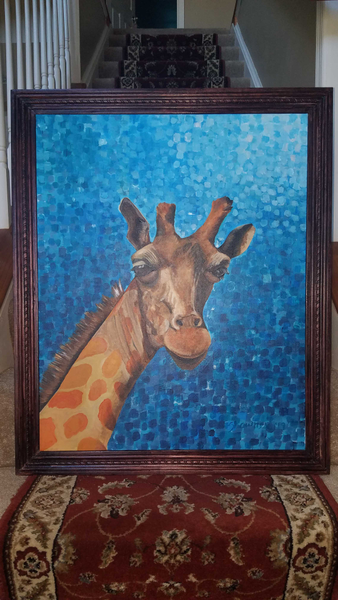 24" x 30" Framed Acrylic Painting "Caramel the Giraffe"