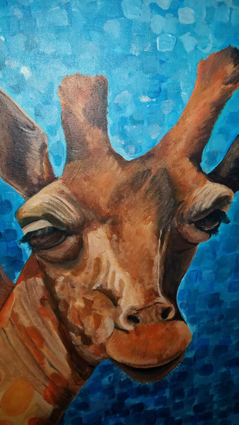 24" x 30" Framed Acrylic Painting "Caramel the Giraffe"