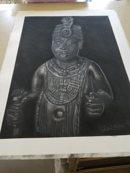 Original Framed Charcoal Drawing "Nok I"