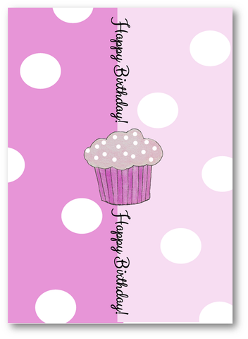 Pink Cupcake Birthday Greeting Card