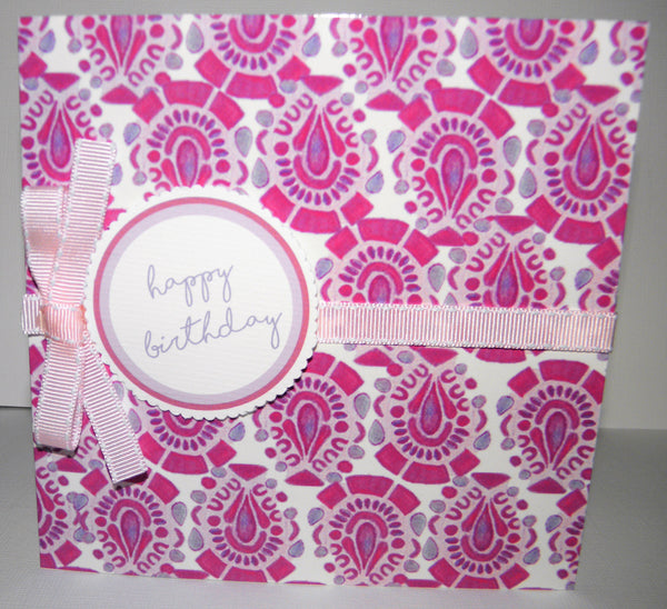 Pink Patterned Birthday Greeting Card