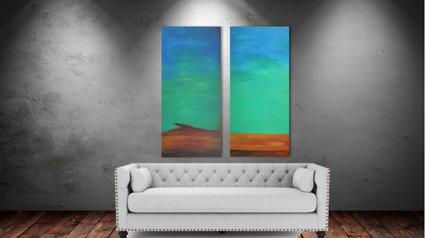 24" x 48" Acrylic Painting "Blue Fenugreek I"