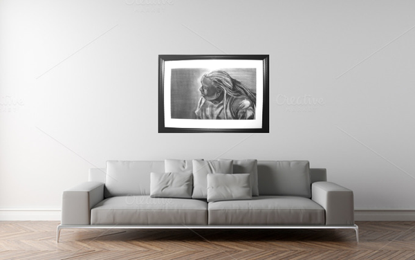 "Oris" Original Framed Charcoal Drawing