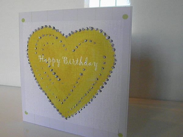 Yellow Heart Birthday Greeting Card