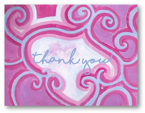 Pink Swirl Thank You Card