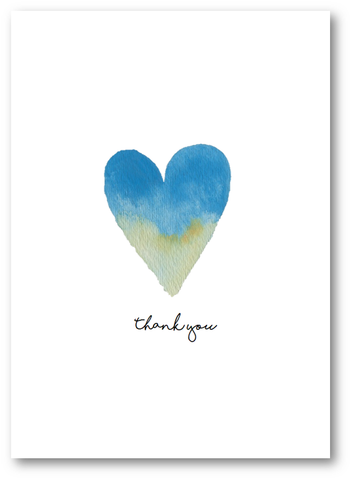Blue Heart Thank You Greeting Card